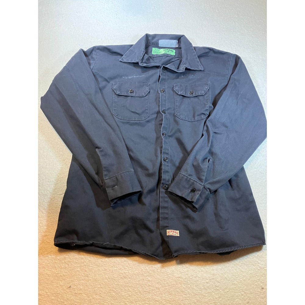 Red Kap Mens Work Shirt Long Sleeve Button Up Charcoal Gray Size XL Utility